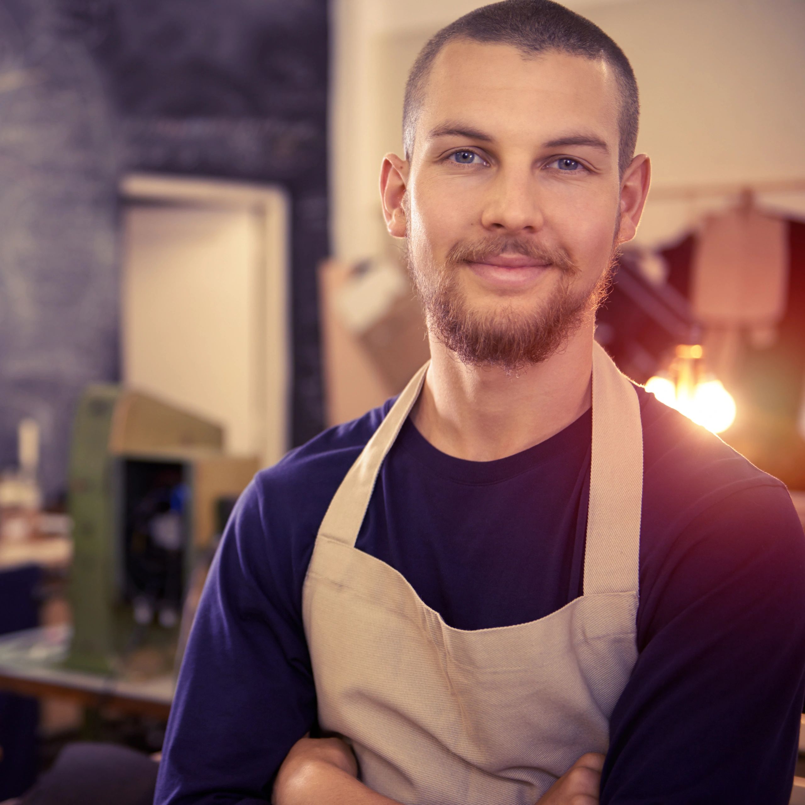 Portrait of a person in a workshop